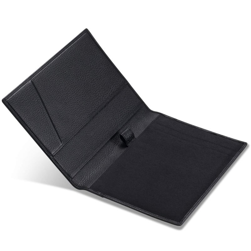 HISCOW Leather Junior Padfolio for Men & Women with Pen Loop, Italian Calfskin, Business Portfolio Notebook Folder (Pebbled Black) - Image 3